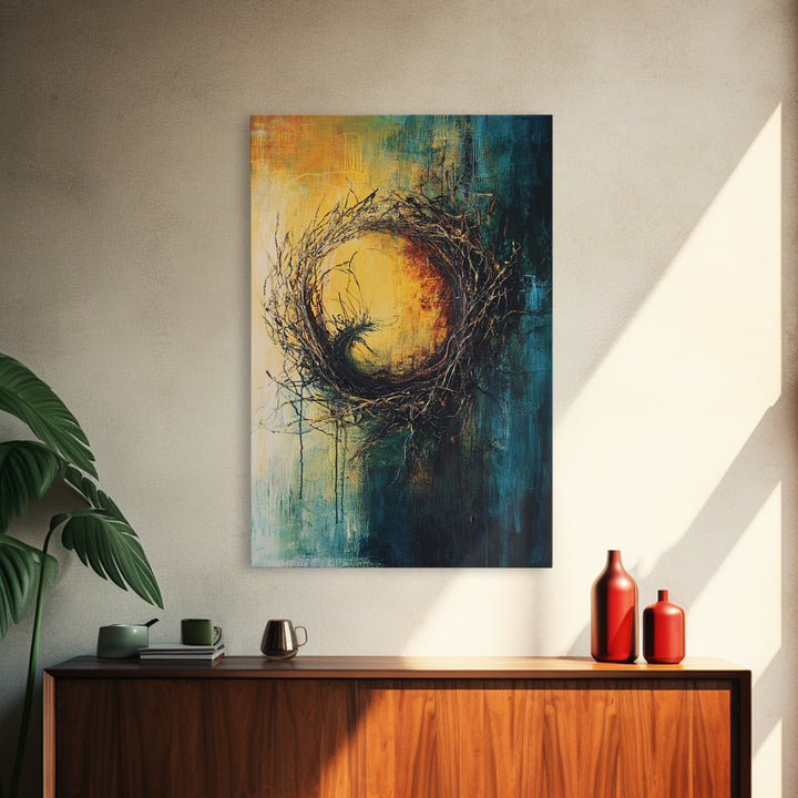 Rustic Bird Nest Canvas Print Minimalist Nature Wall Art Farmhouse Home Decor Moody Artwork Cozy Living Room Art Gift Under 50