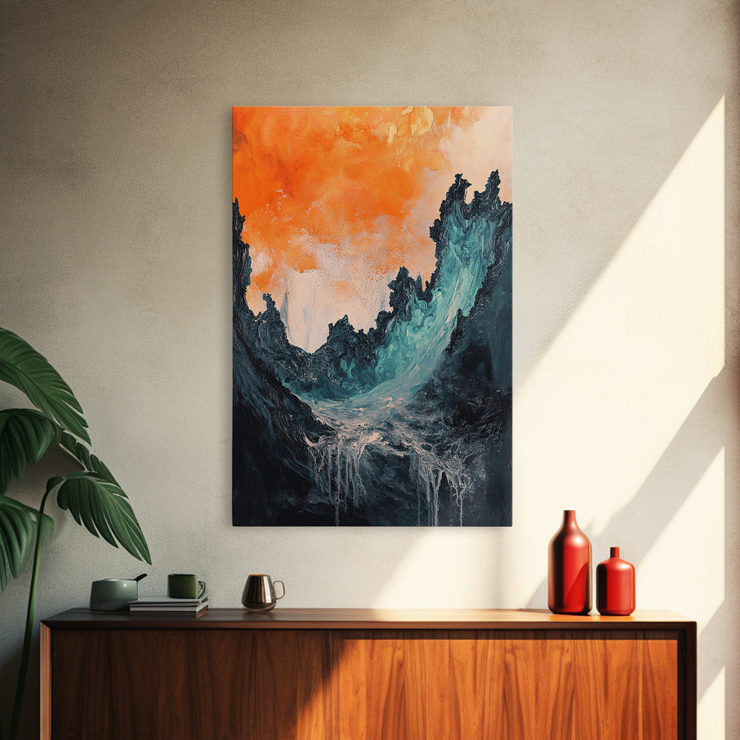 Abstract Wave Energy Canvas Print Moody Ocean Painting Stormy Water Art Modern Wall Decor Living Room Accent Gift Under 75