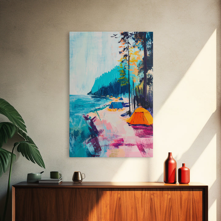 Coastal Camping, Joshua Tree Art, Coastal Cowgirl Wall Art, Outdoor Painting, Nautical Decor, Above Sofa Art, Canvas Print