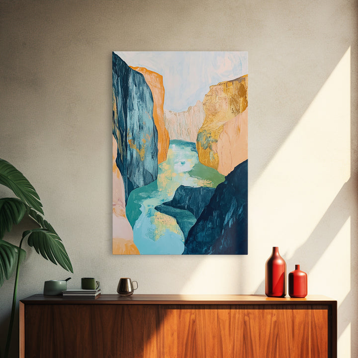 Canyon River, Southwest Wall Art, Mountain Painting, Rustic Art, Landscape Painting, Extra Wide Art, Boho Art, Framed Canvas Print