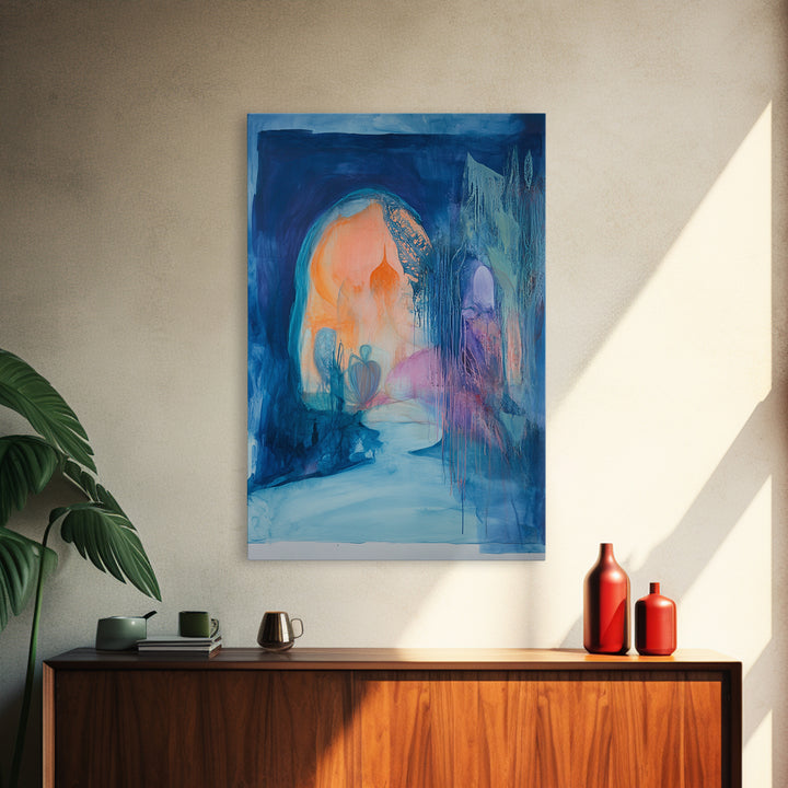 Mystical Arch, Moroccan Wall Art, Wabi Sabi Wall Art, Dark Romance Painting, Moody Art, Canvas Print, Living Room Art