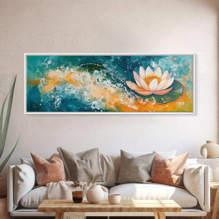 Abstract Water Lily Art, Dreamy Floral Painting, Tranquil Zen Home Decor, Serene Botanical Wall Art, Modern Living Room Artwork