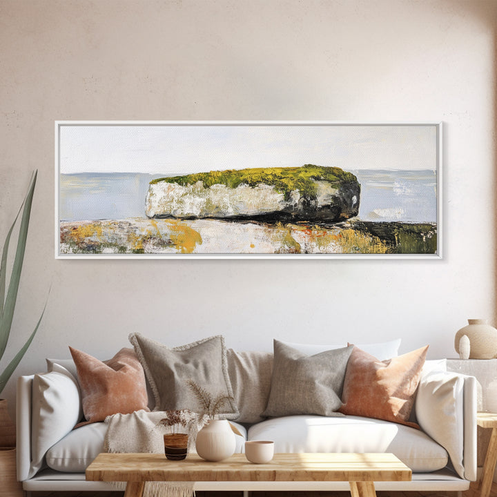 Coastal Rock Formation Canvas Print - Minimalist Seascape Wall Art, Neutral Home Decor, Nature Inspired Living Room Art,