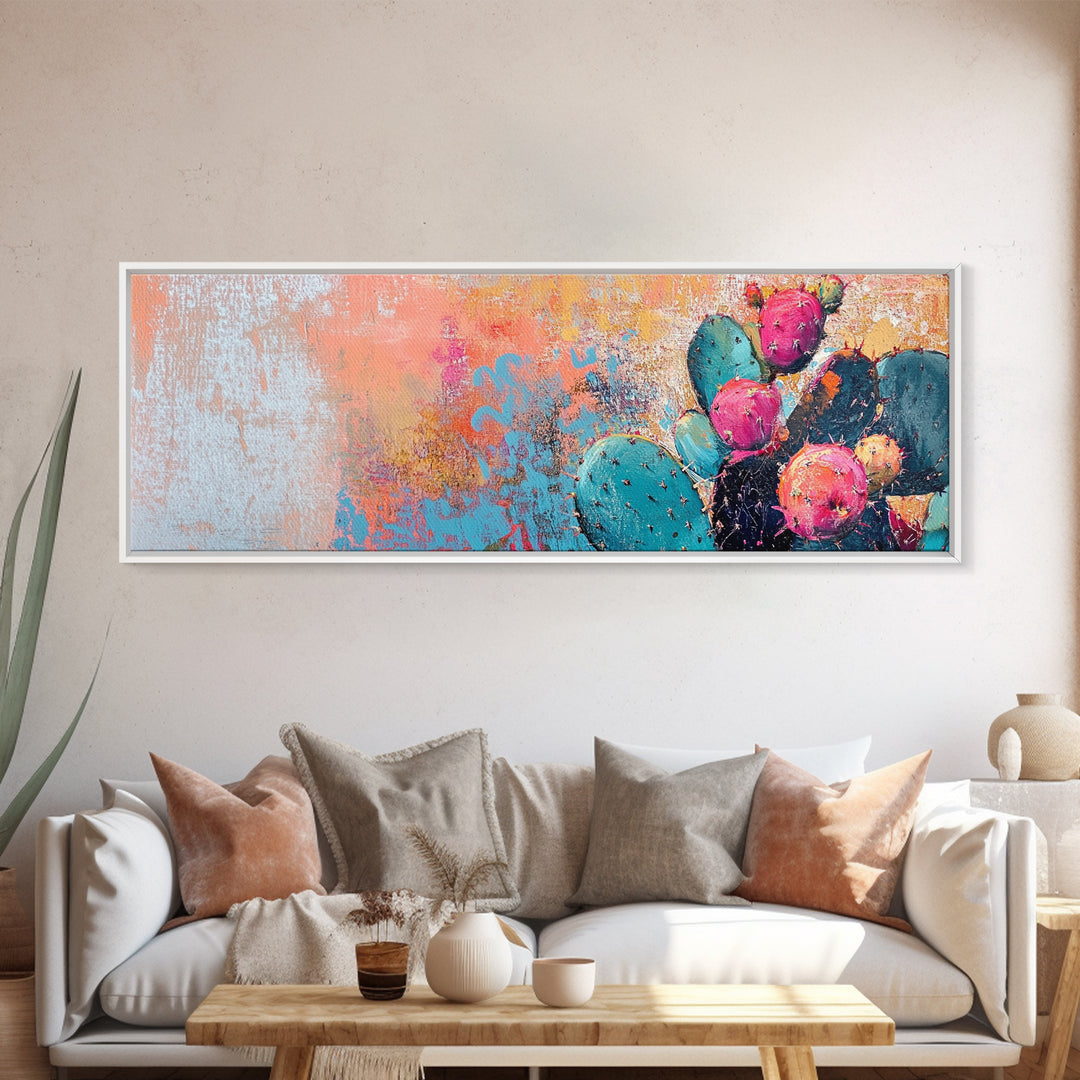 prickly pear cactus wall art Vibrant Cactus Wall Art Southwest Desert Decor Colorful Prickly Pear P –  NuevArt