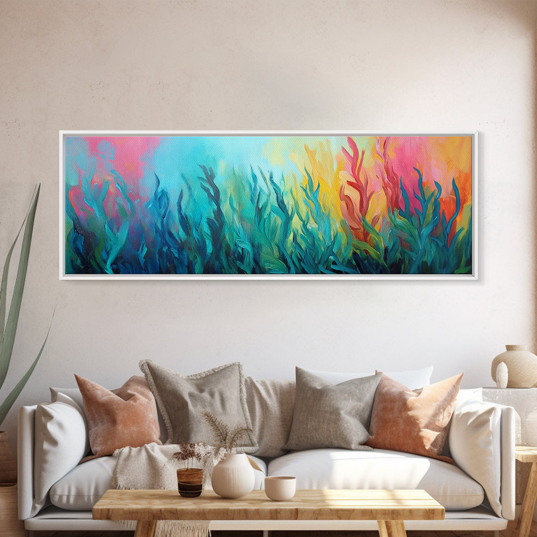 Abstract Seaweed Canvas Print Vibrant Coastal Wall Art, Ocean Inspired Decor, Modern Underwater Painting, Boho Home Accent