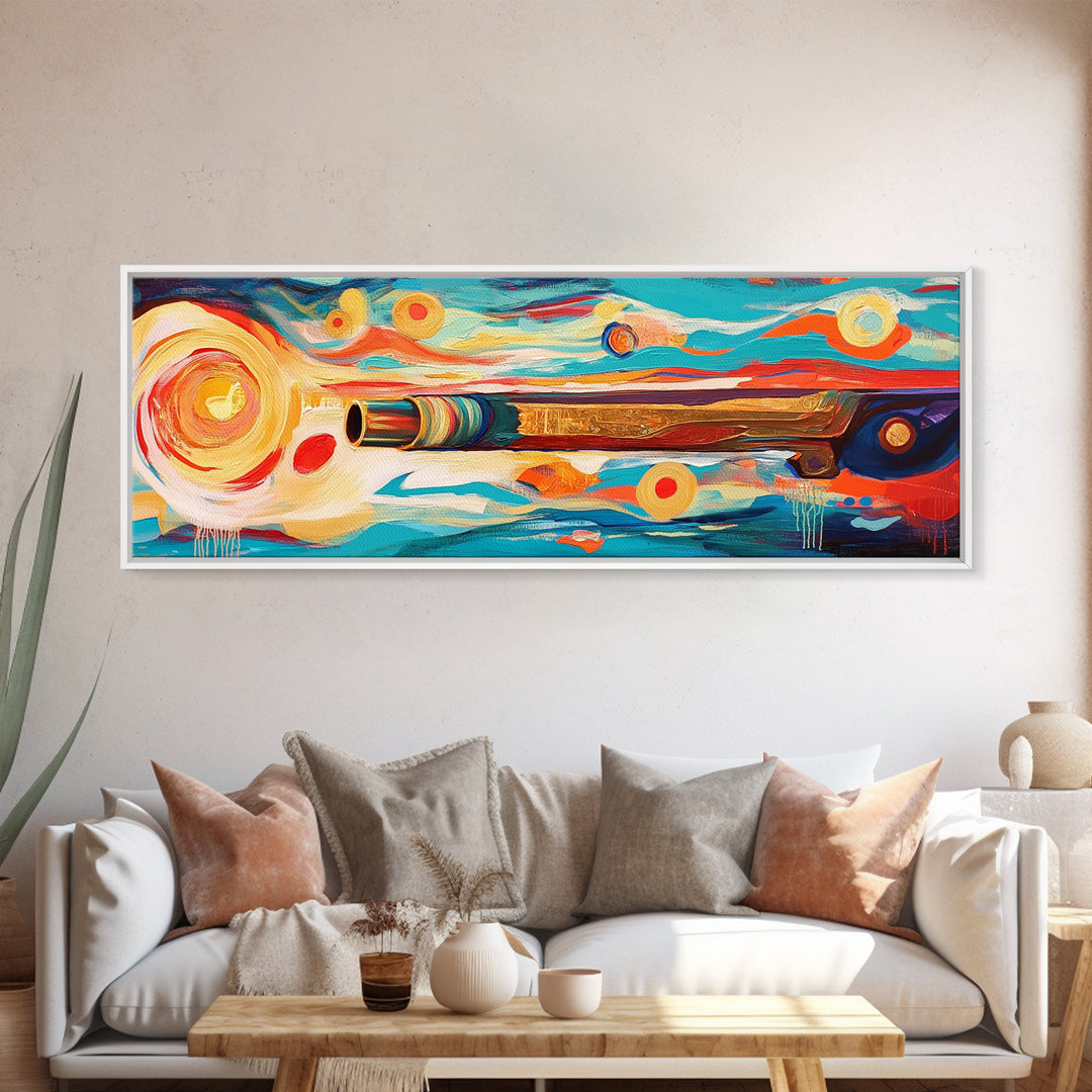 Abstract Shotgun Art Framed Canvas Print Vibrant Wall Decor Western Painting Rustic Living Room Wall Art Southwestern Boho Style