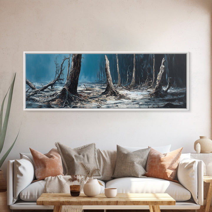 Dark Forest Mystical Canvas Print Moody Landscape Wall Art Gothic Nature Decor Haunted Woods Painting Spooky Halloween Gift