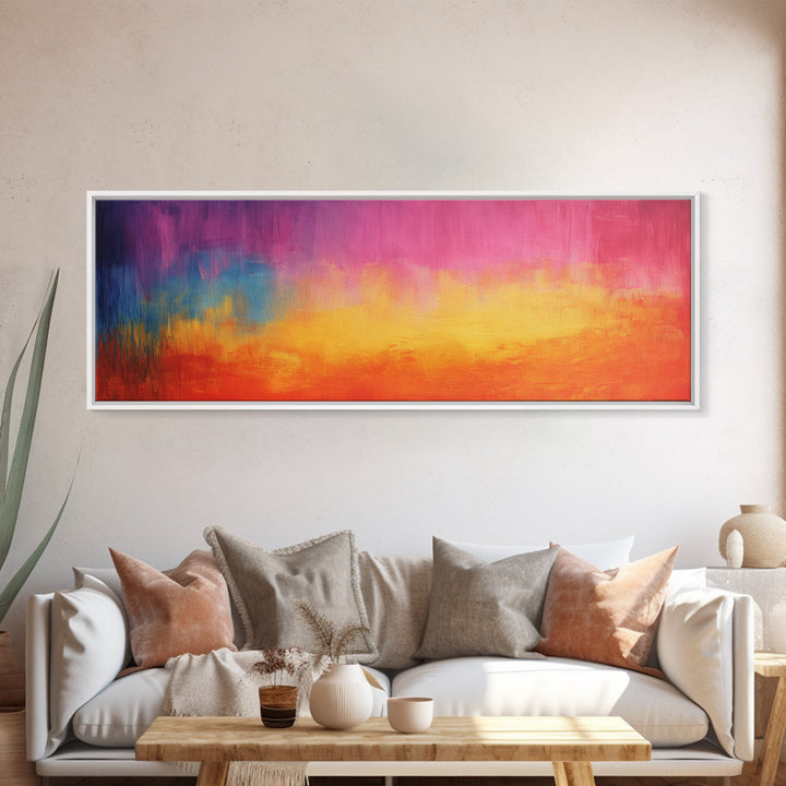 Colorful Gradient, Vibrant Abstract Painting, Modern Wall Art, Sunset Tones, Canvas Print, Boho Style, Living Room Artwork