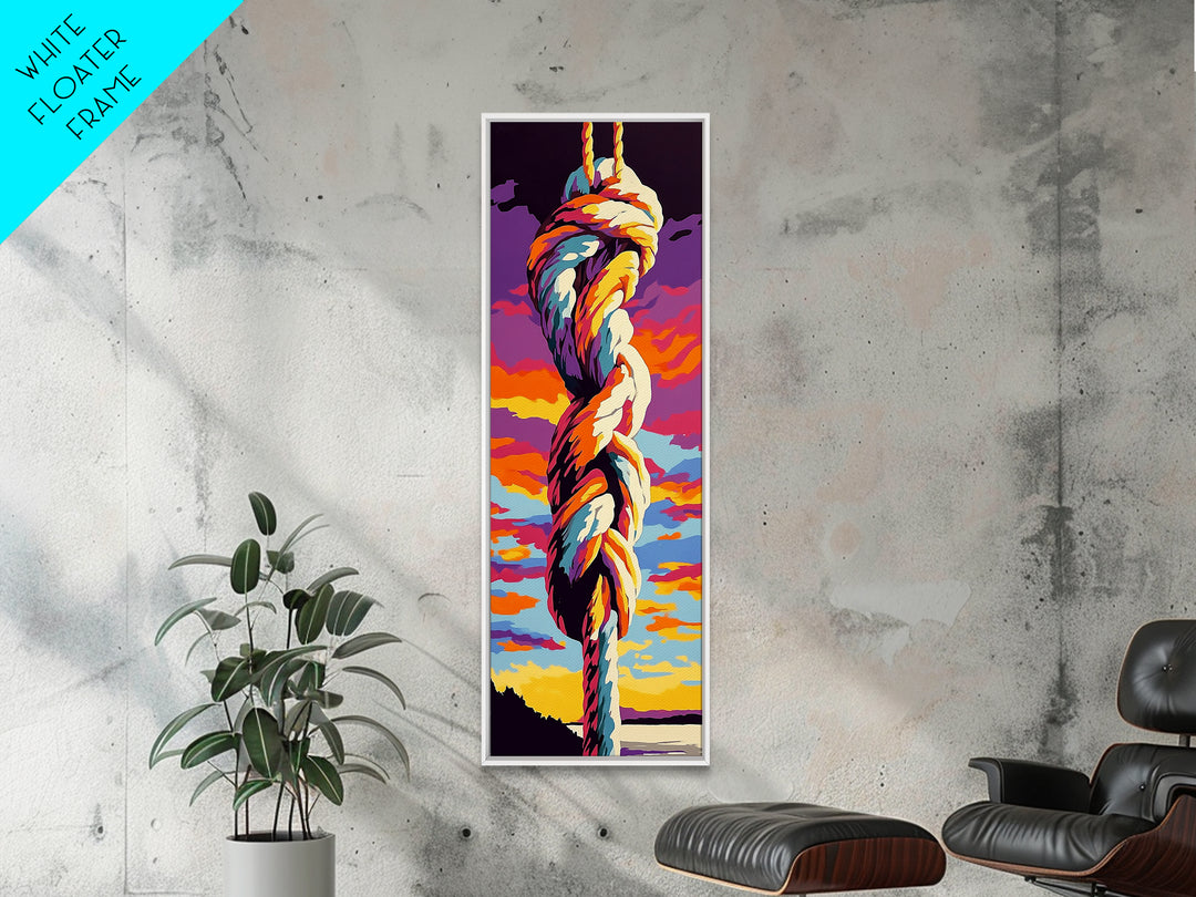 Nautical Knot, Rope Wall Art, Coastal Canvas Print, Rustic Home Decor, Boho Living Room Art, Sunset Artwork, Beach House Decor