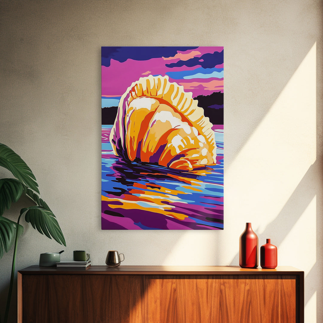 Ocean Rock Formation, Framed Canvas Print, Vibrant Seascape, Coastal Art, Nautical Home Decor, Bold Nature Scene, Beach House Accent
