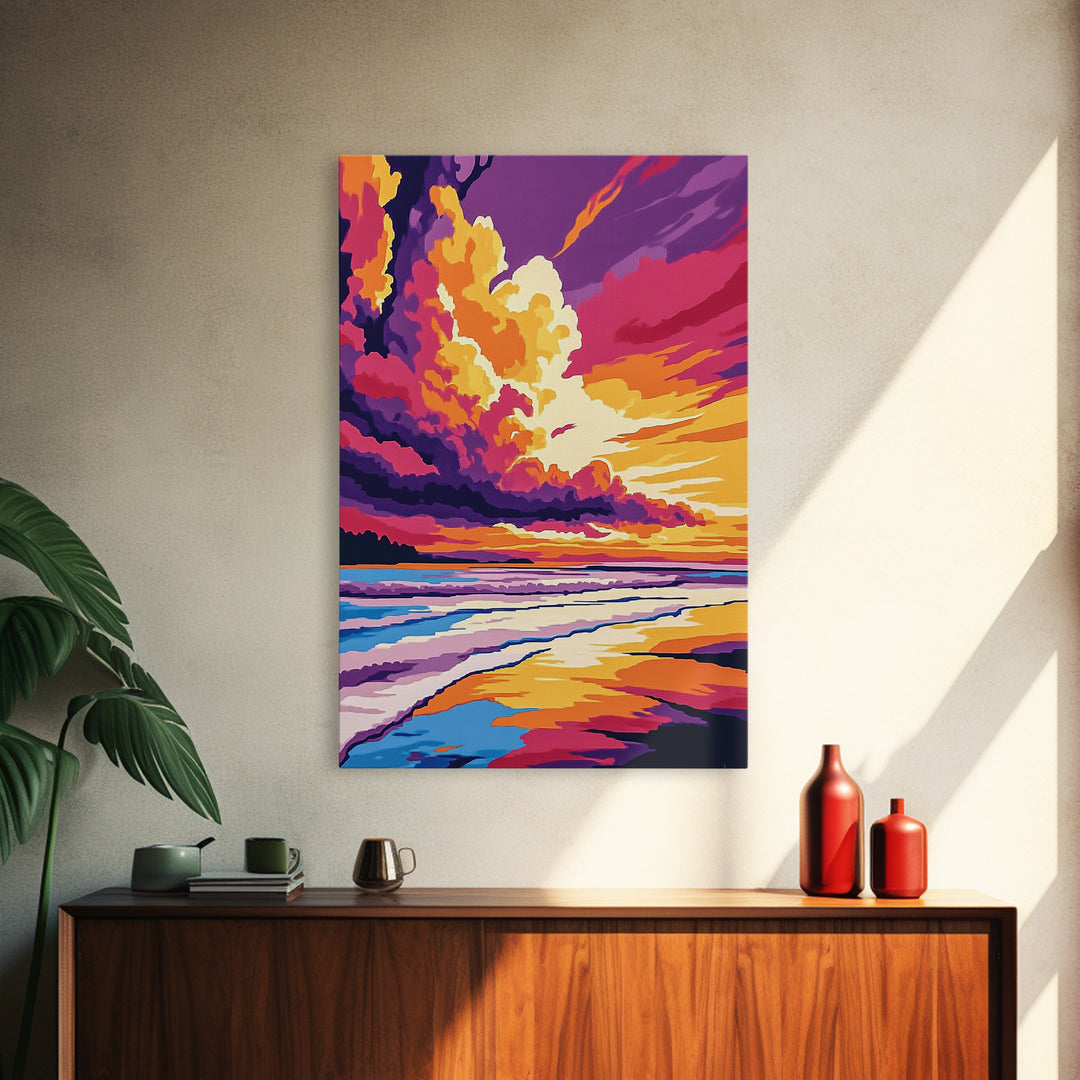 Ocean Sunset, Beach Art, Coastal Decor, Canvas Print, Vibrant Seascape, Modern Wall Art, Tropical Sunset, Bedroom Wall Decor