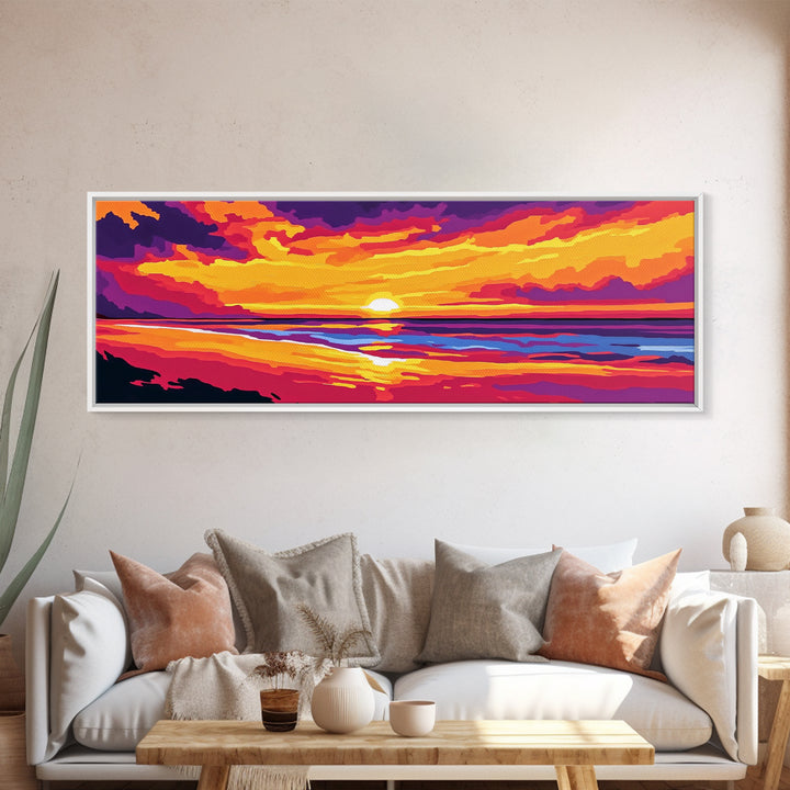 Ocean Horizon, Sunset Beach Scene, Coastal Home Decor, Relaxing Seascape, Canvas Print, Living Room Wall Art, Nautical Vibes, Bold