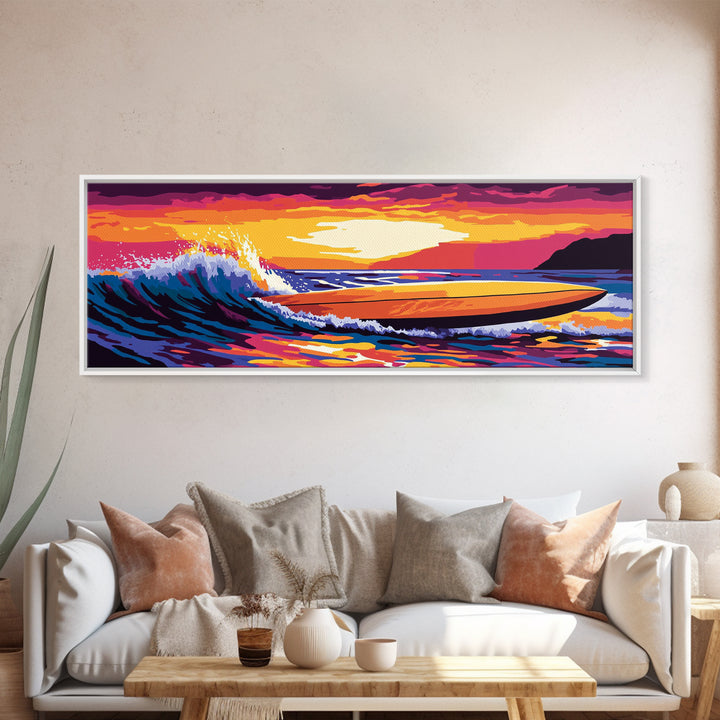 Ocean Adventure, Speedboat Waves, Adrenaline Art, Framed Canvas Print, Nautical Wall Decor, Sports Enthusiast Gift, Living Room Artwork