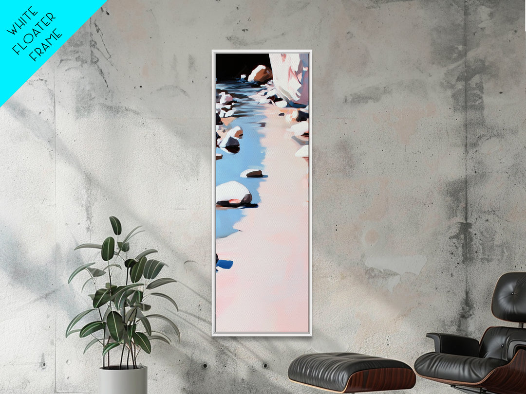 River Rocks, Tranquil Water, Nature Scene, Canvas Print, Zen Wall Art, Neutral Home Decor, Modern Minimalist, Office Wall Aesthetic