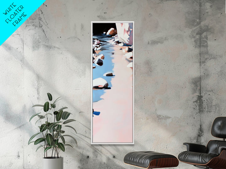 River Rocks, Tranquil Water, Nature Scene, Canvas Print, Zen Wall Art, Neutral Home Decor, Modern Minimalist, Office Wall Aesthetic