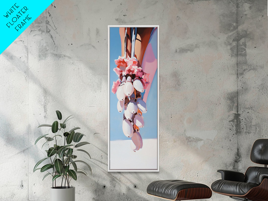 Desert Bloom, Floral Art, Pink and White Aesthetic, Framed Canvas Print, Minimalist Wall Art, Southwest Decor, Boho Home Accent