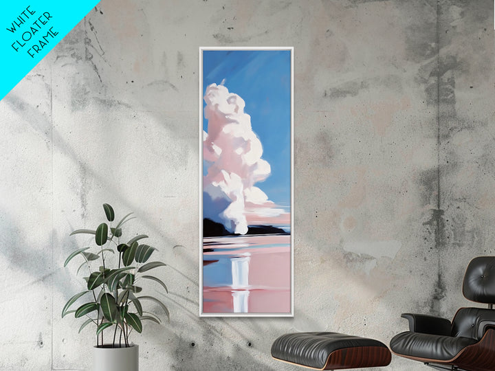 Cloud Reflection, Pink Sky, Blue Horizon, Framed Canvas Print, Minimalist Wall Art, Modern Decor, Living Room Art, Nature Print