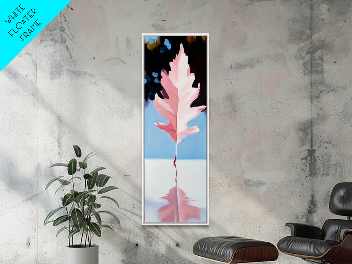 Pink Autumn Leaf, Fall Canvas Print, Nature Wall Art, Seasonal Decor, Botanical Artwork, Soft Pastel Aesthetic, Living Room Art
