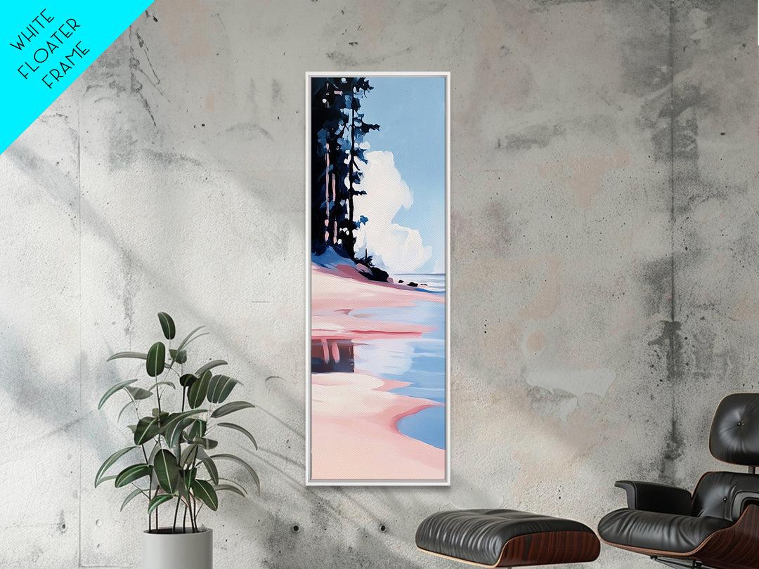 Coastal Serenity, Beach Landscape, Ocean Wall Art, Seascape Painting, Minimalist Art, Living Room Wall Decor, Framed Canvas Print