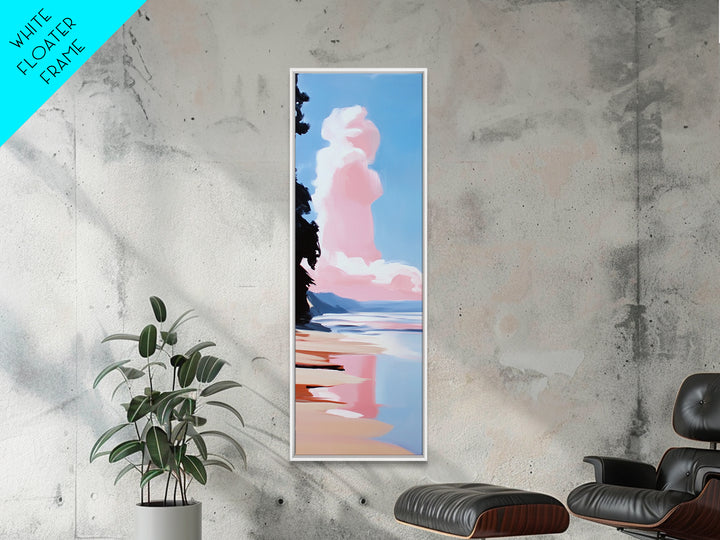 Pink Cloud Beach, Dreamy Seascape, Pastel Ocean Art, Coastal Wall Decor, Aesthetic Art, Bedroom Art, Canvas Print