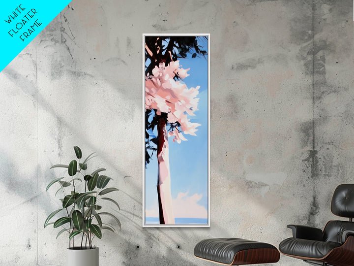 Cherry Blossom Tree, Spring Nature Art, Pink Floral Landscape, Modern Minimalist, Home Office Art, Framed Canvas Print