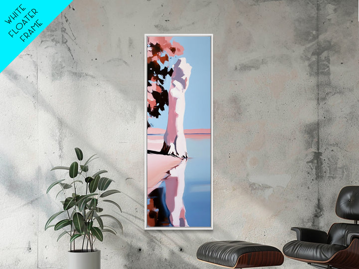 Birch Trees Painting, Reflective Water Art, Serene Landscape Decor, Modern Nature Wall Art, Lake House Aesthetic, Canvas Print