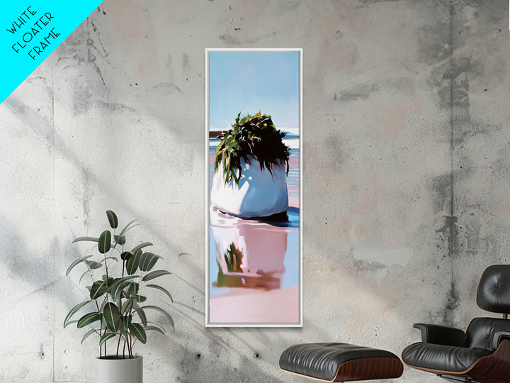 Coastal Rock, Ocean Wall Art, Minimalist Seascape, Framed Canvas Print, Abstract Beach, Contemporary Painting, Living Room Wall Art