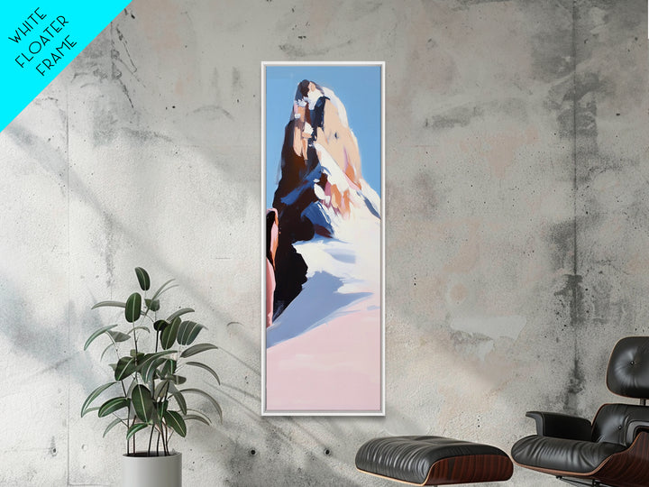 Mountain Modern Landscape, Snowy Peak, Framed Canvas Print, Contemporary Wall Art, Living Room Wall Art, Elegant Fine Art