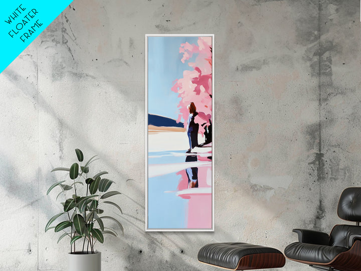 Cherry Blossom, Spring Landscape, Feminine Art, Nature Serenity, Japanese Garden, Pastel Aesthetic, Bedroom Wall Art, Framed Canvas Print