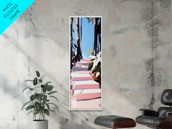 Coastal Pathway, Nature Wall Art, Beach House Decor, Minimalist Landscape, Framed Canvas Print, Blue Wall Art, Summer Aesthetic