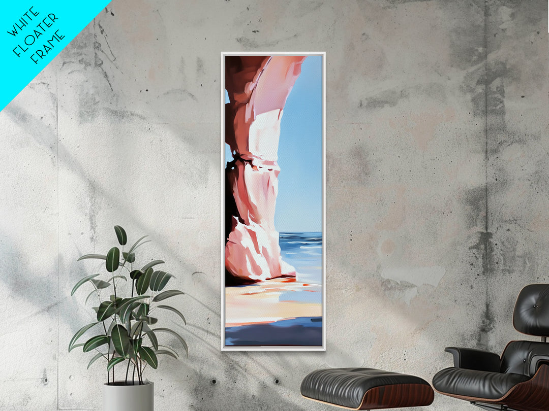 Rock Arch, Coastal Wall Art, Ocean Landscape, Nautical Home Decor, Framed Canvas Print, Minimalist Nature Art, Beach House Style