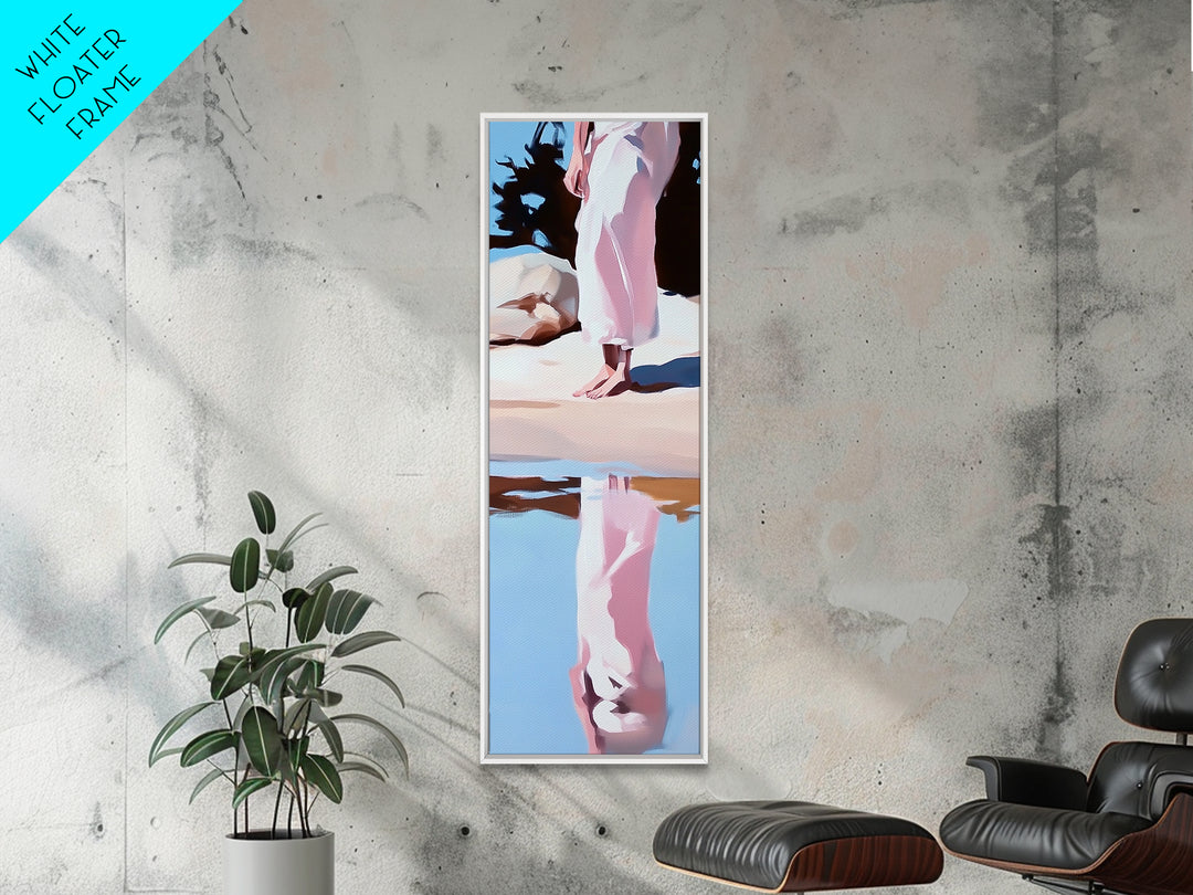 Barefoot Bliss, Soft Pastel Beach Art, Peaceful Escape, Serene Landscape, Earthy Tones, Coastal Decor, Bedroom Canvas Print