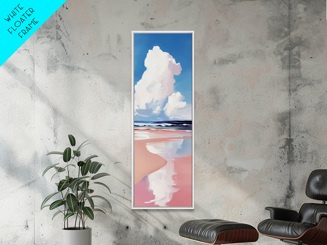 Cloud Reflection, Ocean Horizon, Tranquil Sky, Dreamy Seascape, Framed Canvas Print, Coastal Wall Art, Living Room Decor, Minimalist Blue