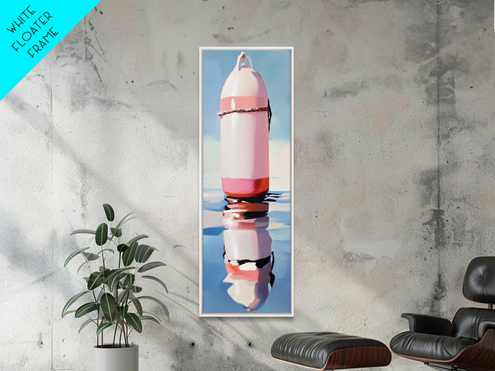 Nautical Buoy, Coastal Wall Art, Minimalist Nautical Art, Beach House Decor, Ocean Art, Living Room Painting, Framed Canvas Print