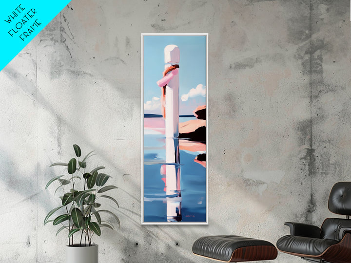 Coastal Reflection, Modern Beach Art, Minimalist Ocean Decor, Contemporary Wall Art, Blue and Pink Seascape, Canvas Print, Bedroom Wall Art