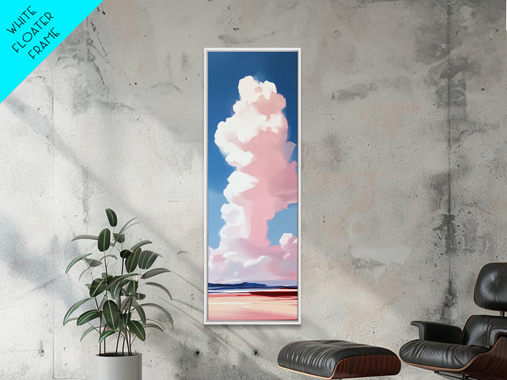 Pink Clouds, Serene Landscape, Minimalist Sky Art, Dreamy Coastal Scene, Soft Pastel Home Decor, Large Framed Canvas Print, Living Room Art