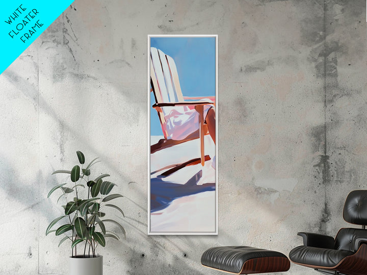 Beach Chair Relaxation, coastal art, summer vibes, minimalist beach painting, modern wall decor, living room art, framed canvas print