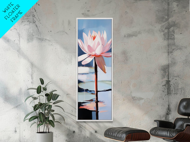 Blooming Lotus, Nature Inspired, Zen Aesthetic, Framed Canvas Print, Spa Wall Decor, Tranquil Water Art, Botanical Painting