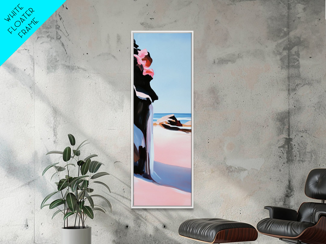 Coastal Cliffs, Pink Waves, Ocean Sunset, Canvas Print, Seascape Wall Art, Beach House Decor, Minimalist Coastal Art, Bedroom Wall Art