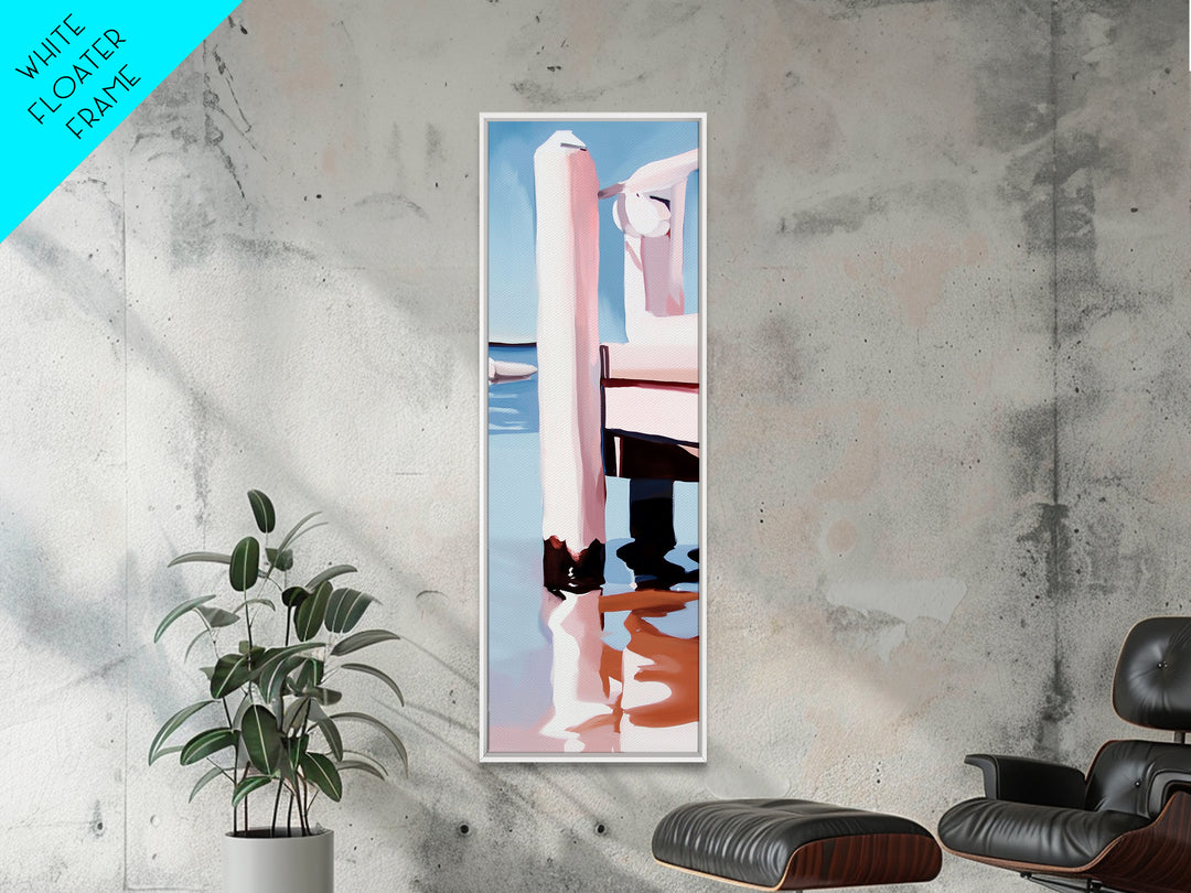 Dockside Reflection, Wooden Pier, Nautical Vibes, Framed Canvas Print, Coastal Art, Beach Home Decor, Minimalist Art, Bathroom Wall Art