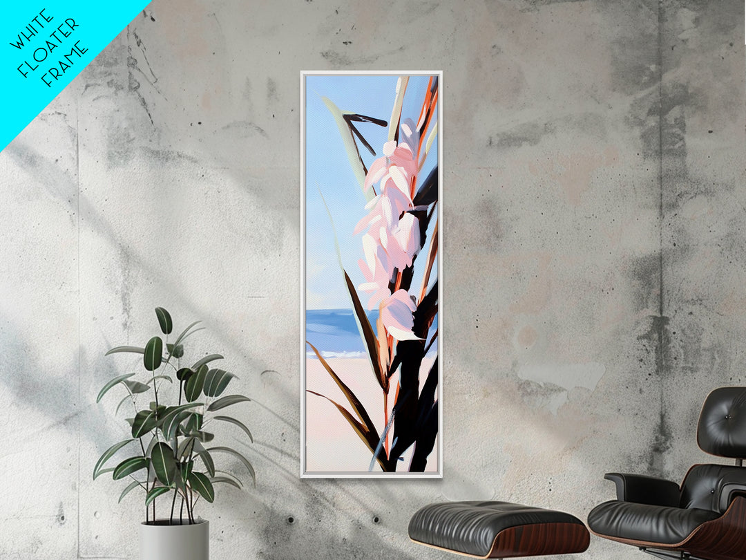 Beach Blossom, Ocean Flowers, Coastal Nature, Canvas Print, Summer Wall Art, Boho Botanical Decor, Pastel Floral Art, Living Room Wall Art