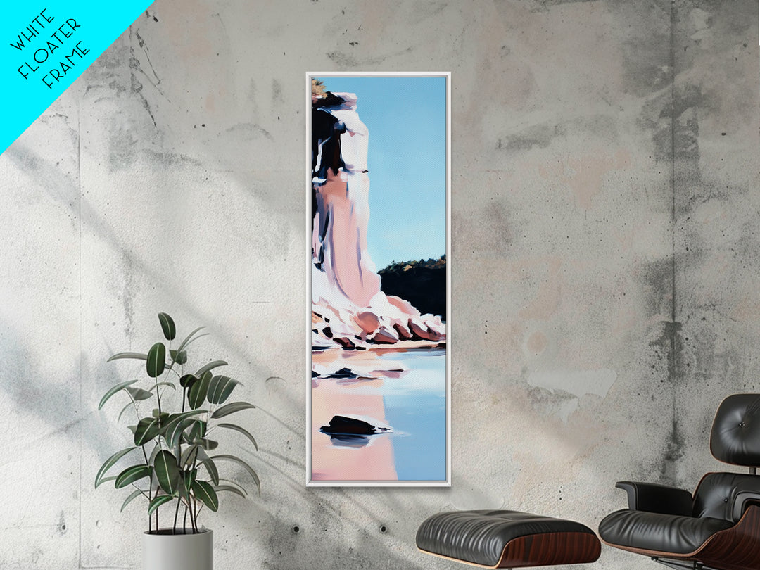 Cliffside Beauty, Ocean Landscape, Coastal Home Decor, Beach Wall Art, Modern Seascape, Framed Canvas Print, Minimalist Style