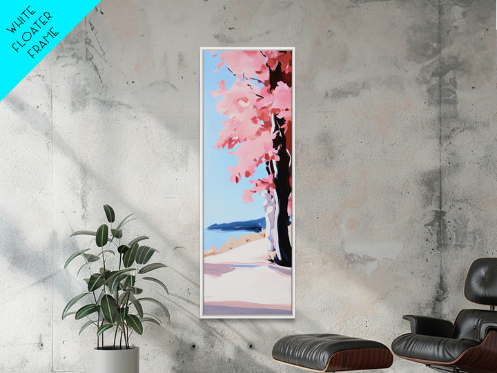 Cherry Blossom Tree, Pink Aesthetic, Nature Wall Art, Framed Canvas Print, Modern Minimalist, Japanese Inspired, Bedroom Decor
