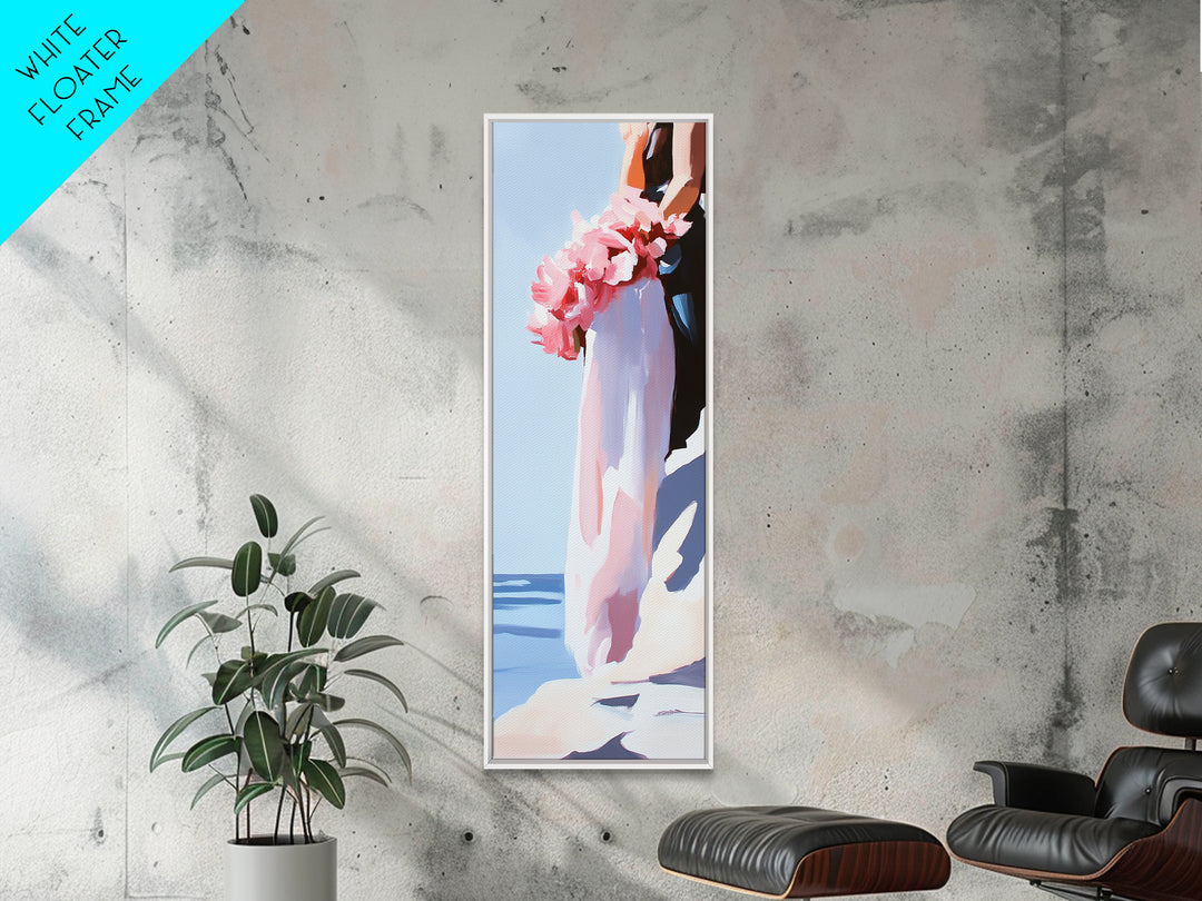 Blush Florals, Coastal Romance, Gentle Breeze, Framed Canvas Print, Feminine Wall Art, Boho Home Decor, Bedroom Art, Seaside Aesthetic