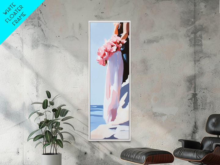 Blush Florals, Coastal Romance, Gentle Breeze, Framed Canvas Print, Feminine Wall Art, Boho Home Decor, Bedroom Art, Seaside Aesthetic