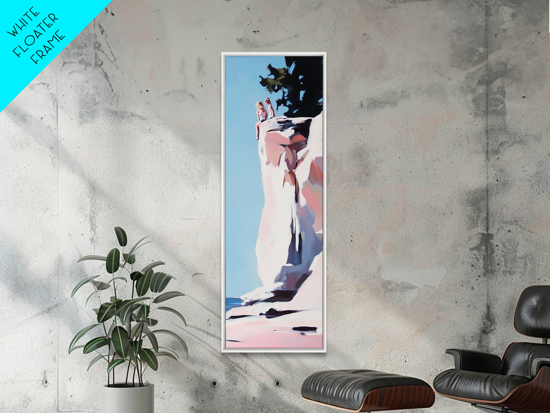 Adventure Awaits, Cliffside Wonder, Sunset Hues, Canvas Print, Minimalist Travel Art, Modern Wall Decor, Living Room Art, Beach Aesthetic