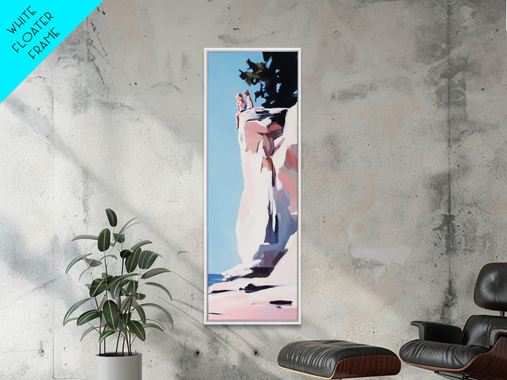 Adventure Awaits, Cliffside Wonder, Sunset Hues, Canvas Print, Minimalist Travel Art, Modern Wall Decor, Living Room Art, Beach Aesthetic