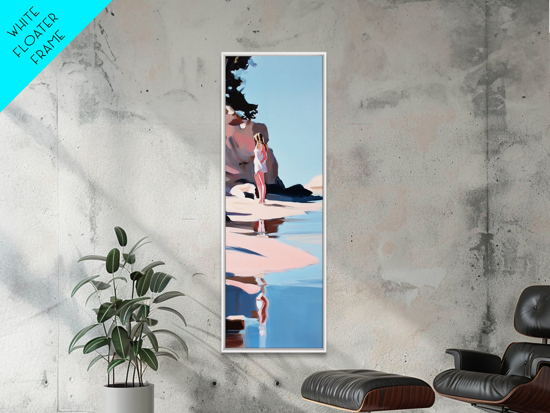 Ocean Reflection, Calm Waters, Coastal Wanderer, Framed Canvas Print, Minimalist Beach Art, Relaxing Home Decor, Bedroom Wall Art