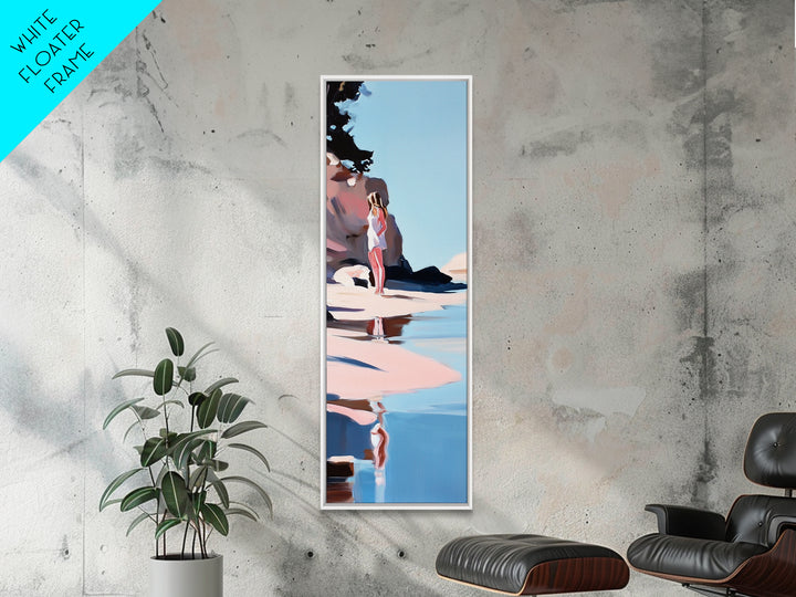 Ocean Reflection, Calm Waters, Coastal Wanderer, Framed Canvas Print, Minimalist Beach Art, Relaxing Home Decor, Bedroom Wall Art