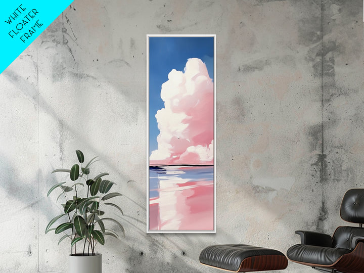 Dreamy Sky, Cotton Candy Clouds, Tranquil Seascape, Framed Canvas Print, Soft Pastel Art, Minimalist Ocean Decor, Bedroom Wall Art